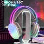 Cuffia Gaming Stereo con Microfono e Illuminazione RGB su Cuffie e Archetto Bianco