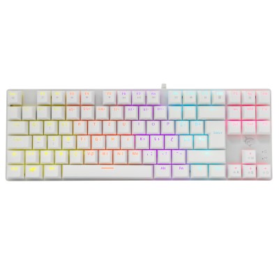 Tastiera Gaming Meccanica USB Anti Ghosting RGB LED 87 Tasti Bianco, Commandos