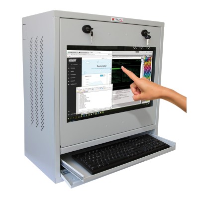 Armadio di sicurezza per PC, monitor touch LCD e tastiera Grigio senza vetro