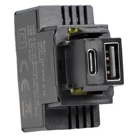 Alimentatore Compatto da Incasso Keystone USB-A e USB-C&trade 20W Nero