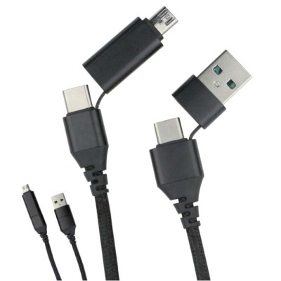 Cavo di Sincronizzazione e Ricarica USB-C&trade USB-A e Micro USB 1.2m Nero