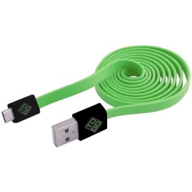 Cavo Flat USB AM a Micro USB M 1m Verde / Nero