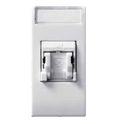 Domus S44 Presa RJ45 Cat.6 UTP Connettore 3M con Tappo Bianco Lucido