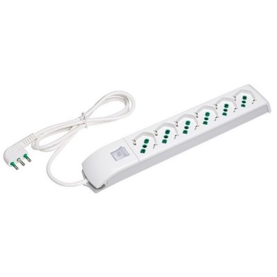 Multipresa 6 Posti Italiana Bipasso / Schuko Bianco