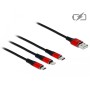 Cavo di Ricarica USB 3 in 1 Lightning Micro USB USB-C&trade 1m Rosso