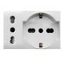 Domus S44 Presa Schuko Presa Italiana 2P+T 10/16A 250V 3 Moduli Bianco Lucido, 44109015MB