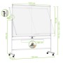 Lavagna Magnetica Bifacciale 90x120 cm con Ruote e Mensola per Pennarelli con Ganci Portablocco
