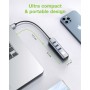 Adattatore Convertitore USB tipo A a RJ45 Gigabit con Hub 3 Porte USB 5 Gbps