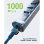 Adattatore Convertitore USB tipo A a RJ45 Gigabit con Hub 3 Porte USB 5 Gbps