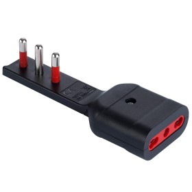 Adattatore Salvaspazio Extra Flat Spina e Presa Italiana 16A 2P+T Angolata Nero