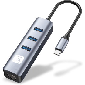 Adattatore Convertitore USB-C&trade a RJ45 Gigabit con Hub 3 Porte USB 5 Gbps