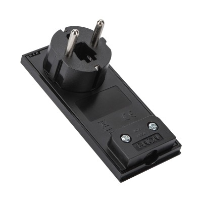 Spina Schuko 16A 2P+T Salvaspazio Super Sottile Smontabile Angolata Nero