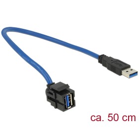 Modulo Keystone USB 3.0 A Maschio / Femmina 250&deg con Cavo