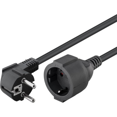 Cavo Alimentazione Schuko Maschio Angolato / Femmina 10m Nero