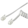Cavo telefonico spiralato per cornetta 4mt RJ10 4P4C Bianco