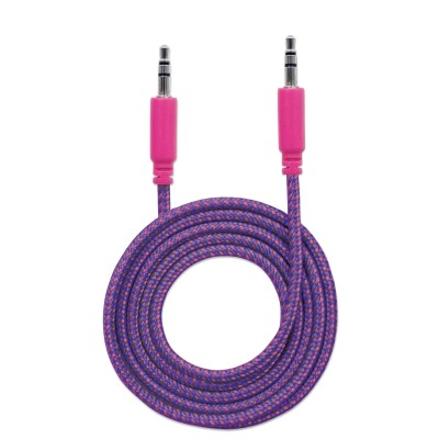 Cavo Audio con Guaina Intrecciata 1m Viola/Fucsia con Blister
