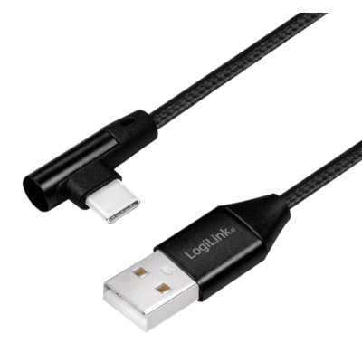 Cavo HighSpeed USB-C&trade Maschio Angolato/USB-A Maschio Dritto 1m Nero