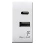 Domus S44 Caricatore USB-A e USB-C&trade 3A 230V Bianco Lucido, 441082USBAC