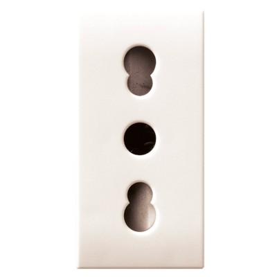 Domus S44 Presa Bipasso 2P+T 10/16A 250V 1 Modulo Bianco Lucido, 441006/15TS