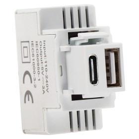 Alimentatore Compatto da Incasso Keystone USB-A e USB-C&trade 20W Bianco