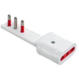 Adattatore Salvaspazio Extra Flat Spina e Presa Italiana 16A 2P+T Angolata Bianco