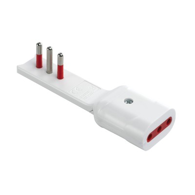 Adattatore Salvaspazio Extra Flat Spina Italiana 10A Presa Italiana 10A Angolata Bianco