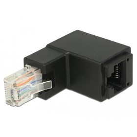 Adattatore RJ45 Maschio Femmina Cat.6 UTP Angolato verso l'alto a 90&deg Nero