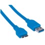 Cavo USB 3.0 SuperSpeed A/Micro B M/M 1 m Blu in Blister