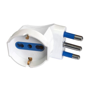 Adattatore spina 16A prese bipasso/Schuko 90&deg Bianco