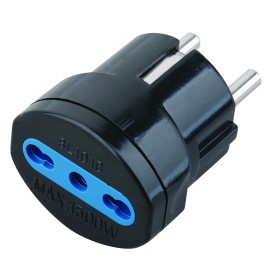 Adattatore spina Schuko a presa 10/16A Nero