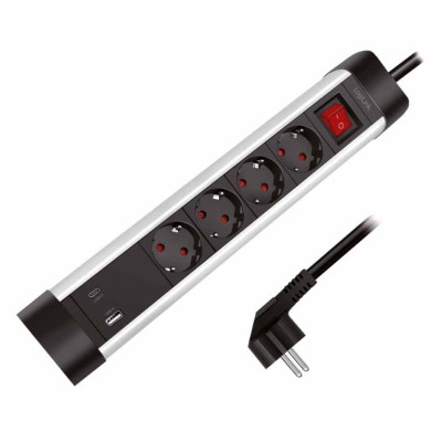 Presa Multipla a 4 vie con Presa USB-C&trade PD e USB-A QC per la Ricarica Veloce
