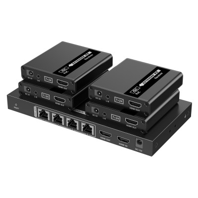 Splitter HDMI 4 vie con Extender su Cavo di Rete 4K fino a 70 metri