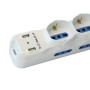 Multipresa 6 Posti Italiana Bipasso con 2 Prese USB Bianca