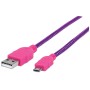 Cavo Micro USB Guaina Intrecciata USB/MicroUsb 1.8m Viola/Fucsia