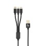 Multi Cavo di Ricarica da USB tipo A a USB-C&trade MicroUSB e 8-pin 1m Nero