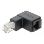 Adattatore RJ45 Maschio Femmina Cat.6 UTP Angolato verso il basso a 90&deg Nero