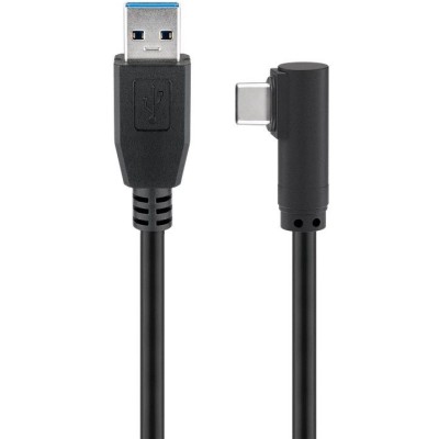 Cavo USB3.0 USB-C&trade M 90&deg a USB tipo A M 2m Nero