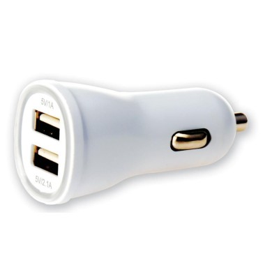 Caricatore da Auto Universale 2 Porte USB 5V 1A&2.1A Bianco