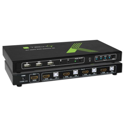 KVM switch 4x1 con USB e HDMI 4K