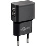 Caricatore da Muro 2 porte USB-A Slim Design 12W Nero