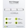 Caricatore Qi Wireless Caricabatterie 3in1 Stazione di Ricarica Pieghevole 15W