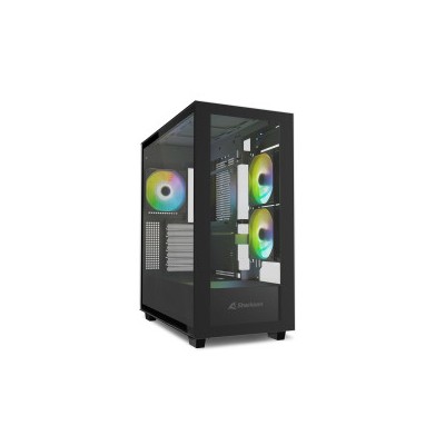 SHARKOON CASE REBEL C60 RGB BLACK ATX 2x U3, 1x Type-C,TRRS, 2x Tempered Glass, 4x 120 ARGB PWM, ARG
