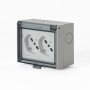 Multipresa Universale IP55 con Doppia Presa Bipasso Italiana Schuko con Scatola da Parete 3 Moduli