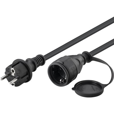 Cavo Alimentazione Schuko Maschio / Femmina da Esterno 10m Nero