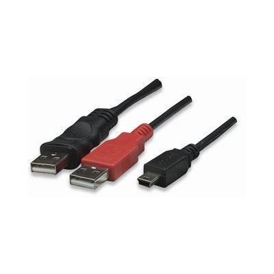 Cavo USB 2.0 ad Y 2xA maschio/mini B maschio 0,6 m