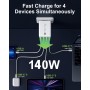 Caricatore Alimentatore GaN 3 porte USB-C&trade e 1 USB-A da Muro 140W