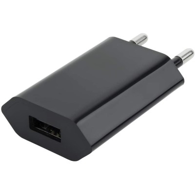 Caricatore USB 1A Compatto Spina Europea Nero