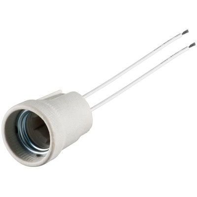 Portalampada E27 in Ceramica con Doppio Cavo