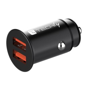 Mini Caricatore da Auto 2 Porte USB-A Quick Charge 3.0 36W in Metallo Nero