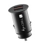 Mini Caricatore da Auto 2 Porte USB-A Quick Charge 3.0 36W in Metallo Nero